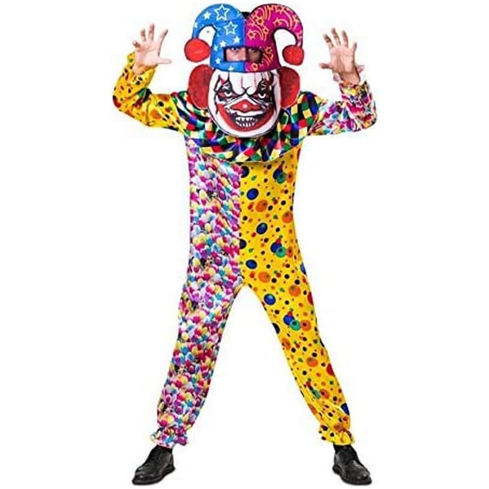 Costume da clown con testa grossa uomini (tuta e cappuccio 3D) - Foto 1