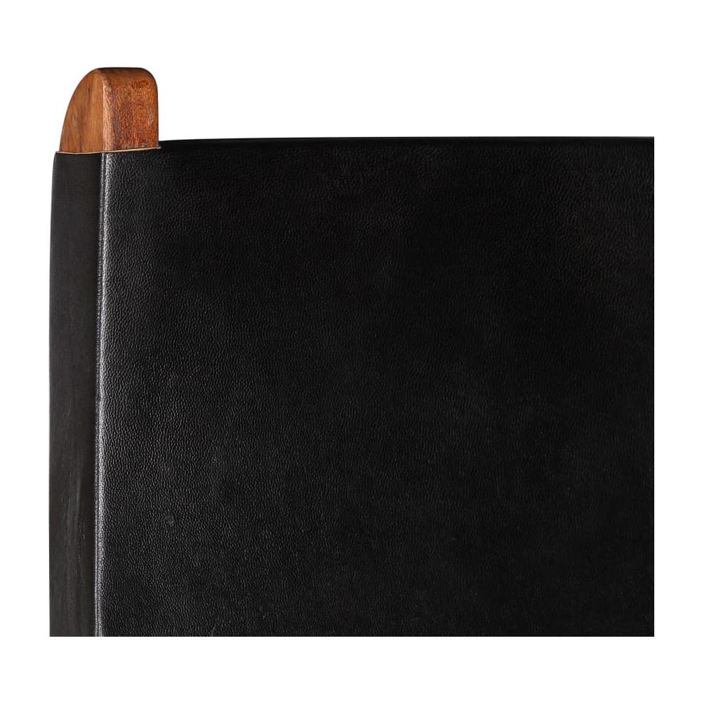 Sedia A Sdraio In Vera Pelle 59x72x79 Cm Nera - Foto 7