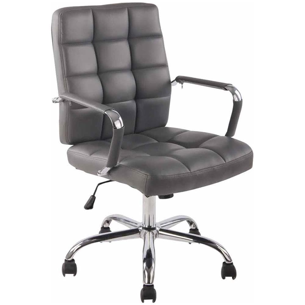 Sedia Ufficio Deli PRO in Similpelle I Sedia Girevole Imbottita E Trapunta I Sedia Scrivania Elegante I Sedia con Braccioli Telaio in Metallo Bianco - Foto 1