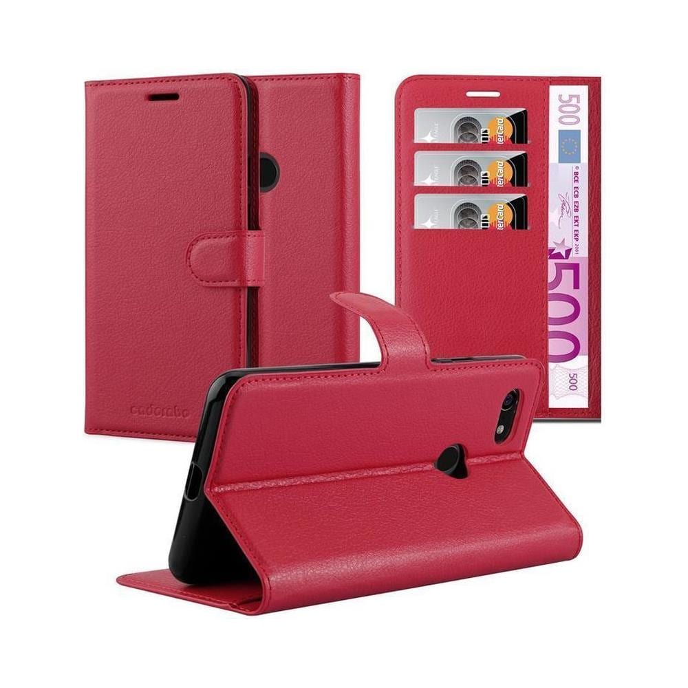 Custodia Compatibile Con Google Pixel 3 Xl In Rosso Carminio - Coperchio Protettiva Con Chiusura Magnetica, Funzione Stand E Tasca Per Le Carte - Foto 1