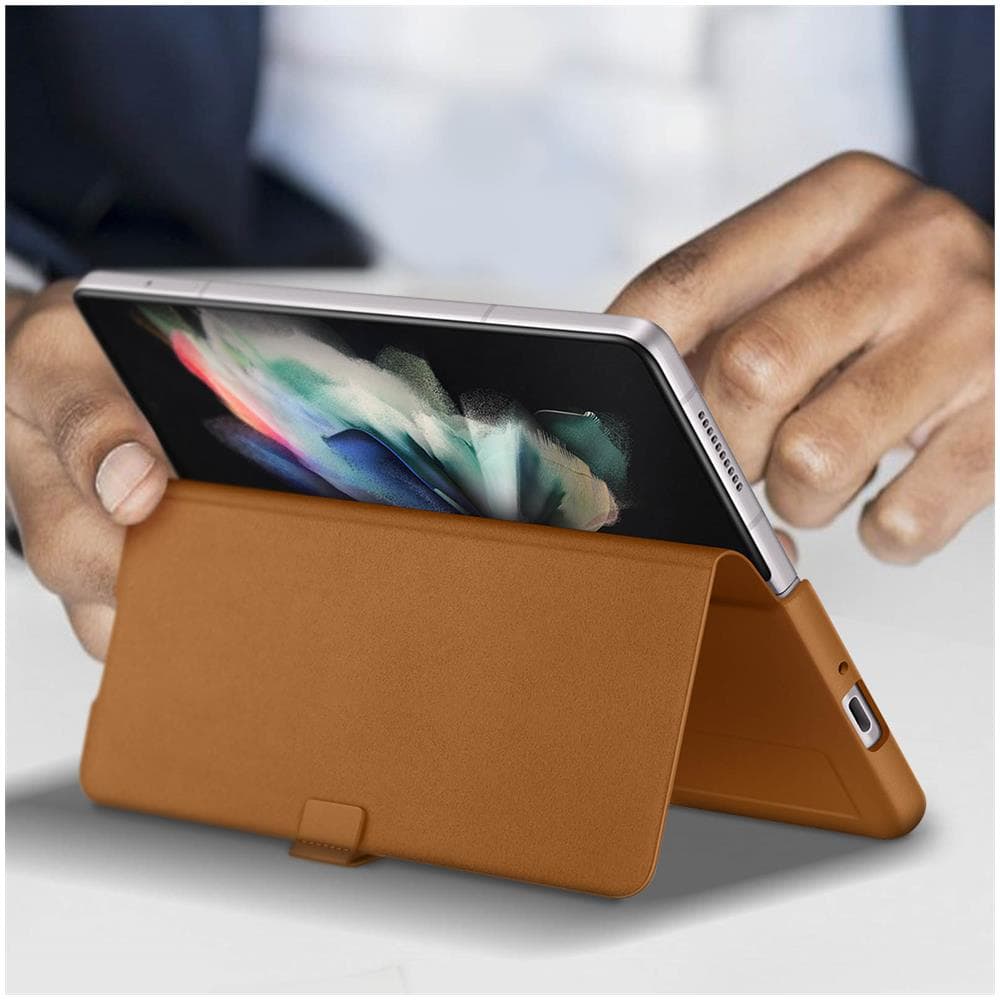 Custodia Leather Flip Cover Ef-ff926laegww Per Galaxy Z Fold 3 2021 Camel - Foto 2