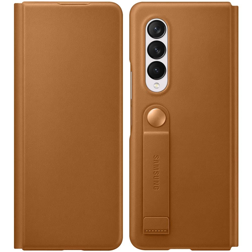 Custodia Leather Flip Cover Ef-ff926laegww Per Galaxy Z Fold 3 2021 Camel - Foto 6