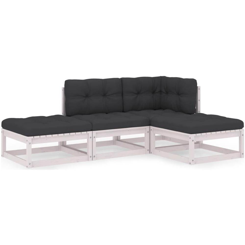 Set Divani da Giardino 4 pz con Cuscini Legno Massello Pino - Foto 1