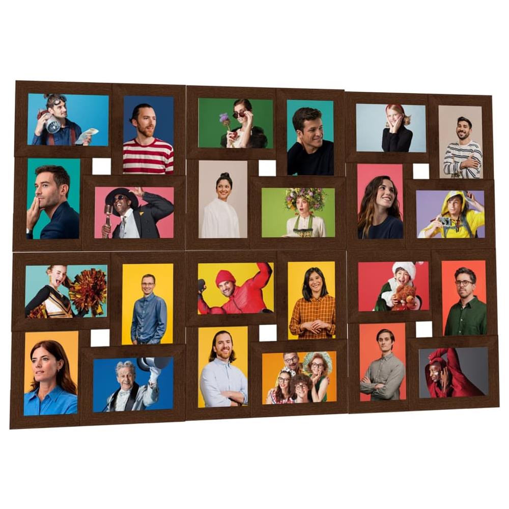 Cornice per Collage 24x (10x15 cm) Foto Marrone Scuro in MDF - Foto 1