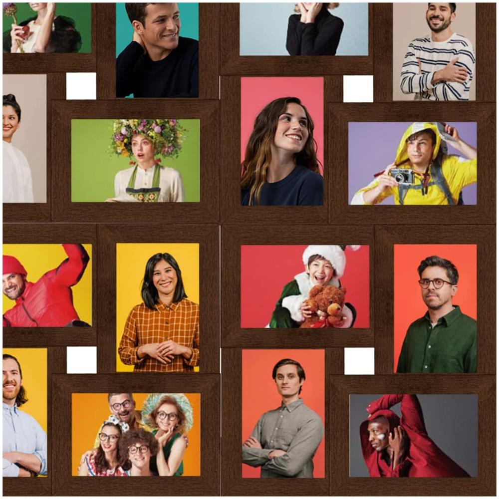 Cornice per Collage 24x (10x15 cm) Foto Marrone Scuro in MDF - Foto 3