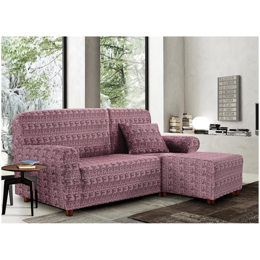 Copridivano Antimacchia Elasticizzato Divano Penisola Angolare Componibile Fantasy 1+2 Bordeaux - Foto 1