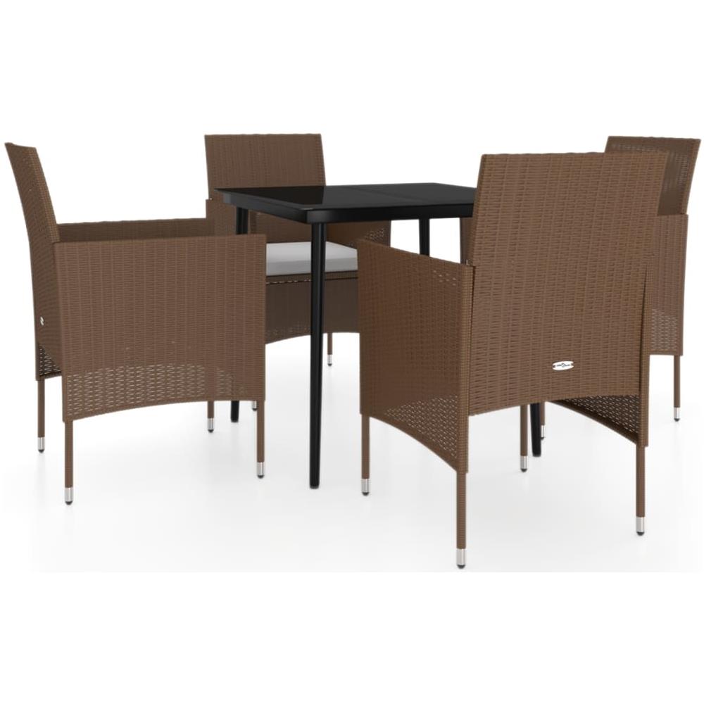 Set Da Pranzo Da Giardino Marrone E Nero 5 Pz Con Cuscini - Foto 2