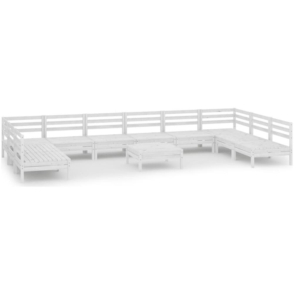 Set Divani Da Giardino 11 Pz Bianco In Legno Massello Di Pino - Foto 1