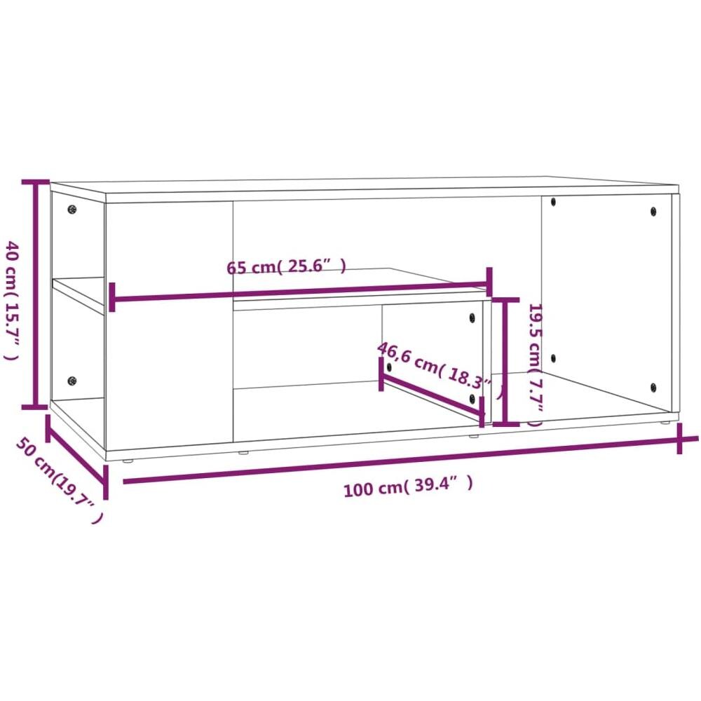 Tavolino Salotto Rovere Marrone 100x50x40 Cm Legno Multistrato - Foto 5