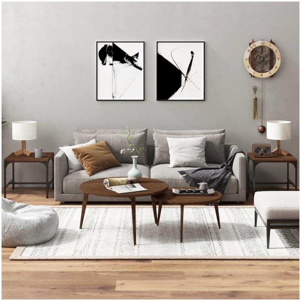 Tavolini 2pz Nerorovere Marrone 40x40x35cm In Legno Multistrato - Foto 1