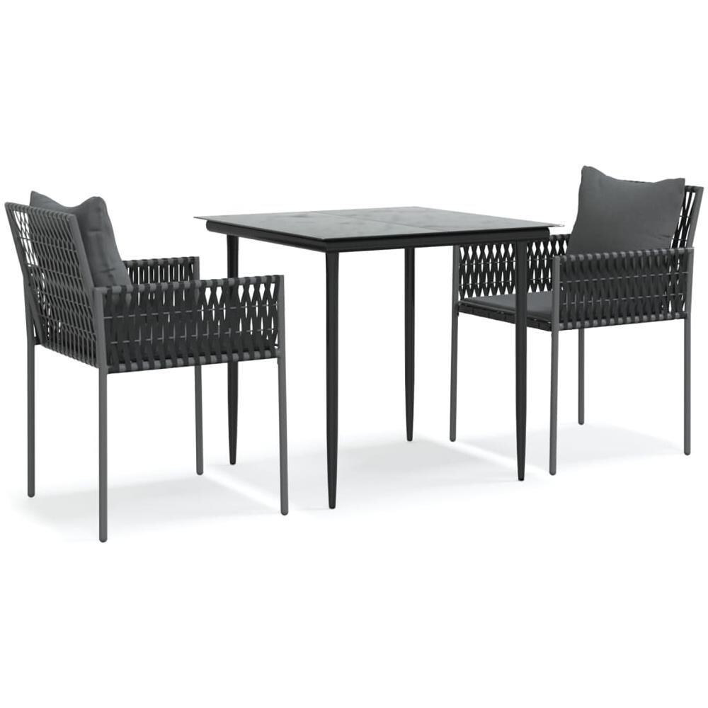 Set Pranzo Da Giardino 3pz Con Cuscini In Polyrattan E Acciaio - Foto 2