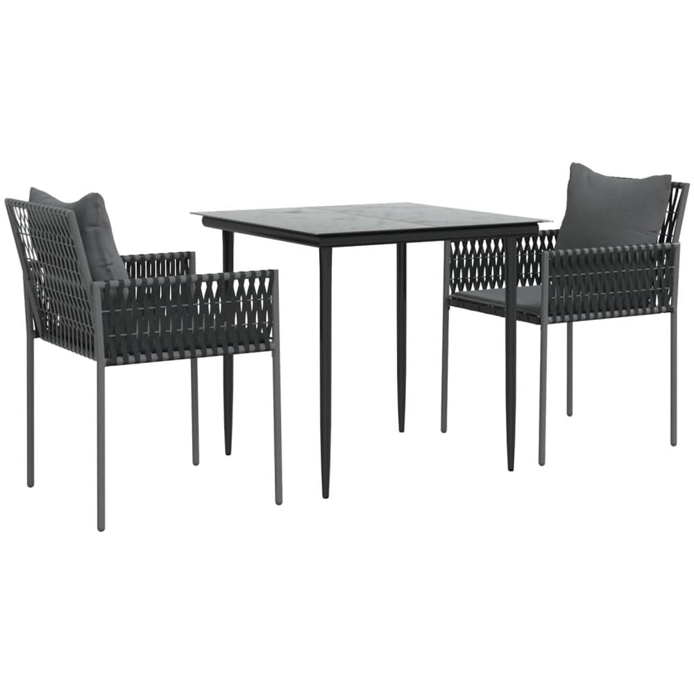 Set Pranzo Da Giardino 3pz Con Cuscini In Polyrattan E Acciaio - Foto 3