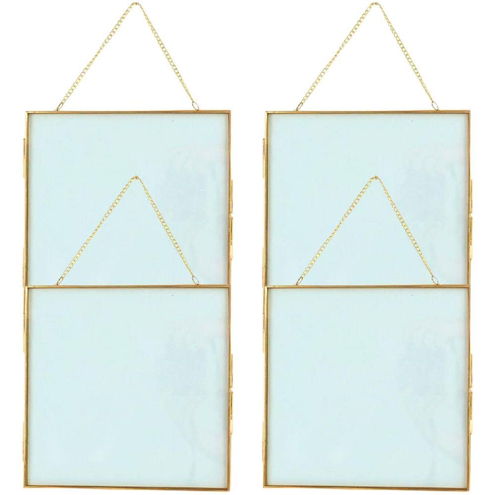 4 Cornici In Vetro Vintage - Quadrate Con Catena In Metallo - 20 X 20 Cm - Foto 1