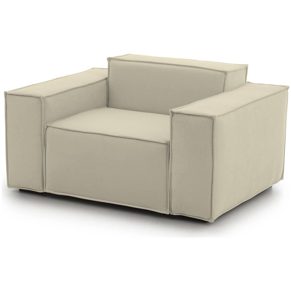 Poltrona Emanuela, Poltrona Da Salotto, 100% Made In Italy, Poltroncina Relax In Tessuto Imbottito, Cm 140x95h70, Beige - Foto 2