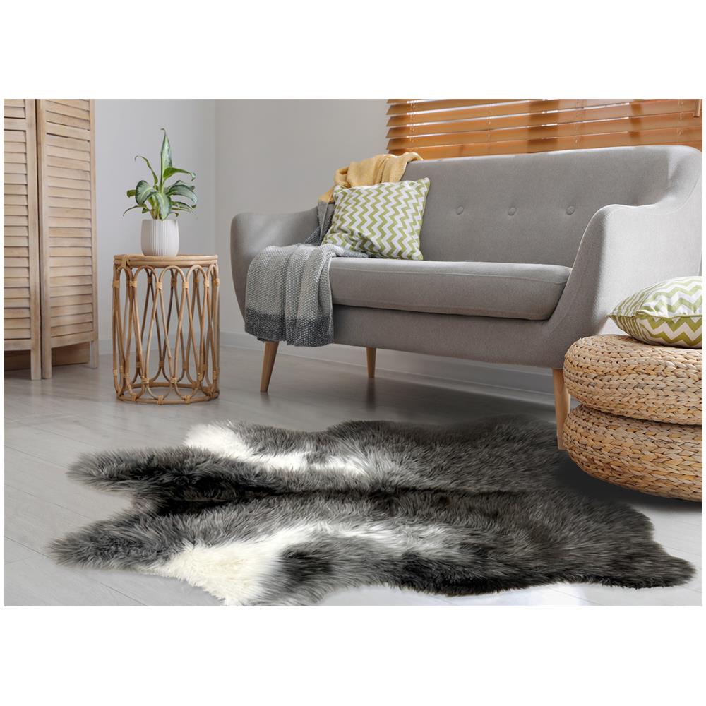 Tappeto Peloso In Pelliccia Ecologica Sagomato Modello Islanda Varie Misure 130x150cm Grigio Melange - Foto 2