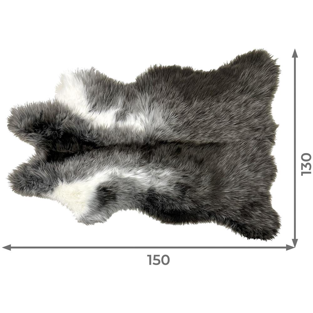 Tappeto Peloso In Pelliccia Ecologica Sagomato Modello Islanda Varie Misure 130x150cm Grigio Melange - Foto 5