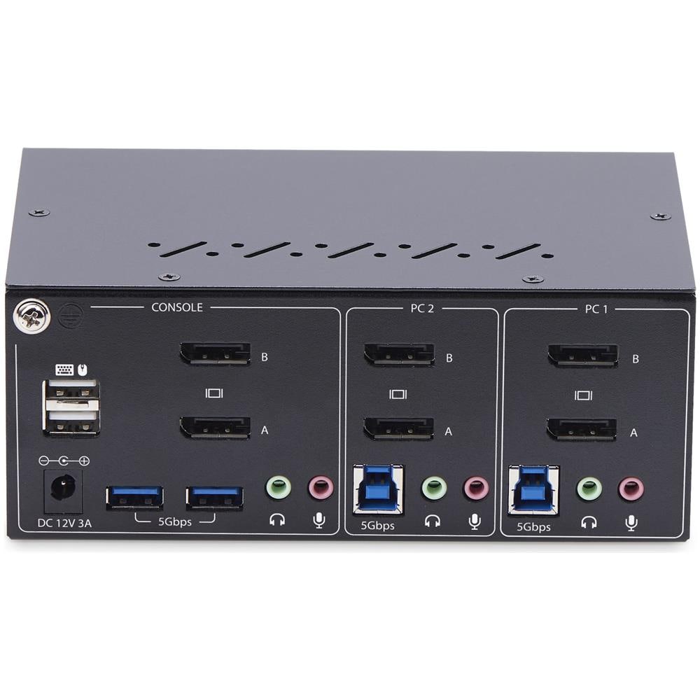 KVM Switch DisplayPort a 2 porte per doppio monitor DP, 4K 60Hz, 2 porte HID USB 2.0, Hub 2 porte USB 5Gbps, Commutazione con hotkey e pulsanti, Conforme a TAA - Protezione ESD livello 3 - Foto 4