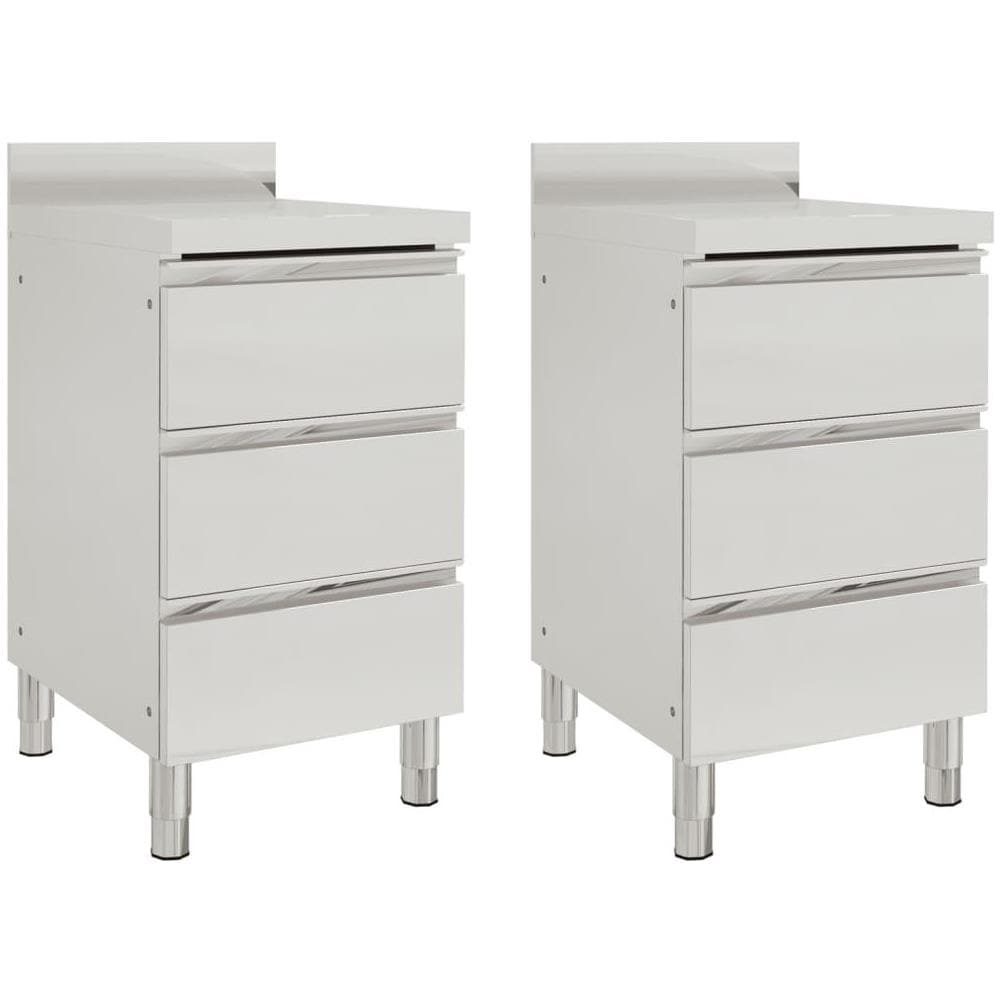 Mobiletti da Cucina Commerciale a 3 Cassetti 2 pz Acciaio Inox - Foto 1