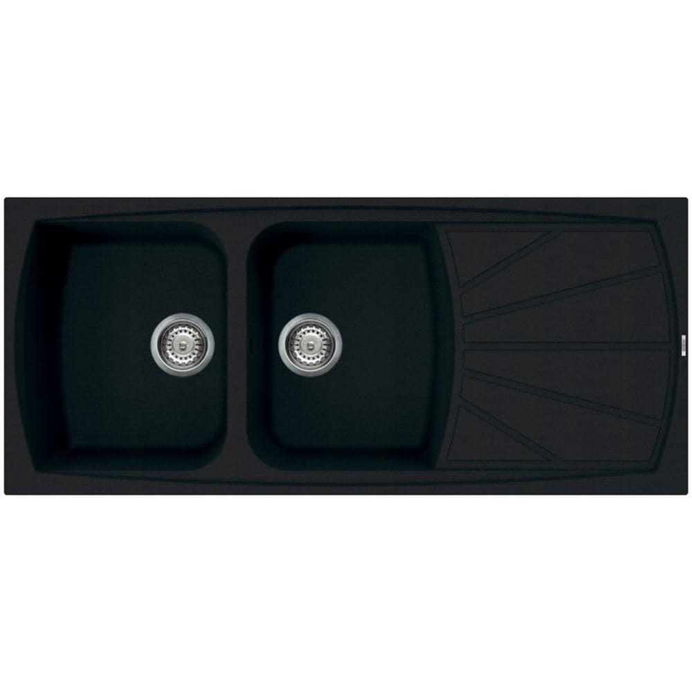 Lavello ELLECI Master 450 - 86x50 Cm, Granitek Full Black, 2 Vasche Da 220 Mm
