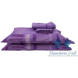 BIANCHERIAWEB Completo Lenzuola Flanella 100% Cotone Singolo - Torino Quadri Rigato Rosa, Made In Italy