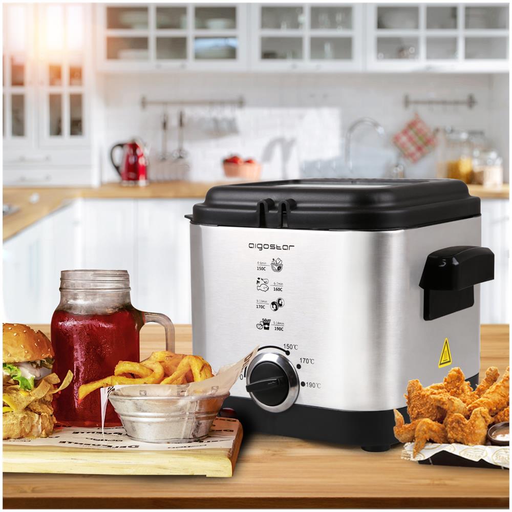 Friggitrice Compatta Da 1,5 L In Acciaio Inox 900 Watt  - Foto 2