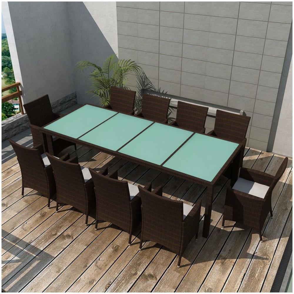 21 Pz Set Mobili Da Giardino In Polirattan Marrone - Foto 1