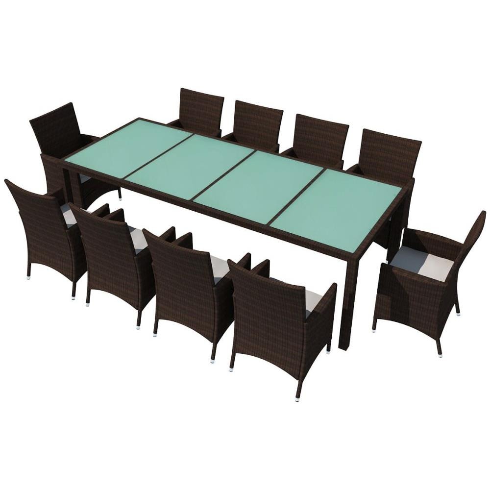 21 Pz Set Mobili Da Giardino In Polirattan Marrone - Foto 2