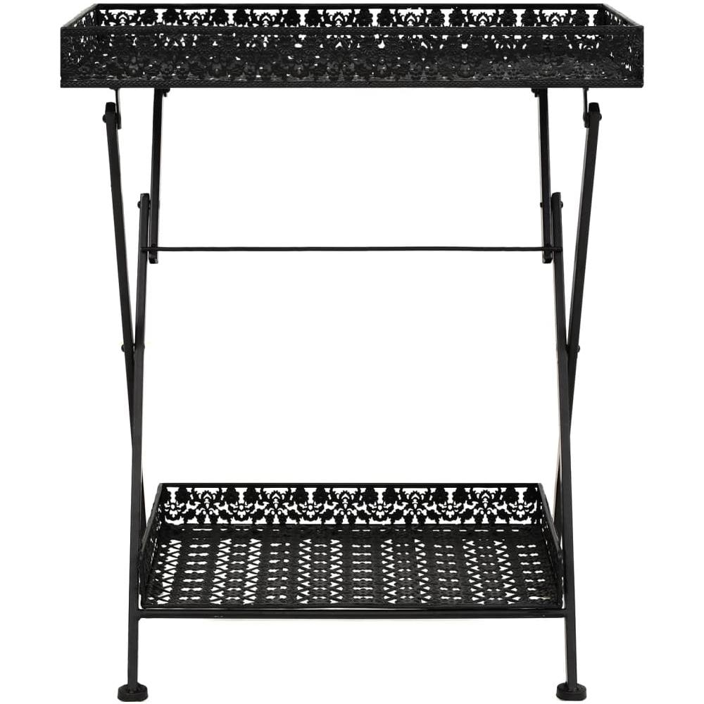 Tavolo Da Tè Pieghevole Vintage Metallo 58x35x72 Cm Nero - Foto 2