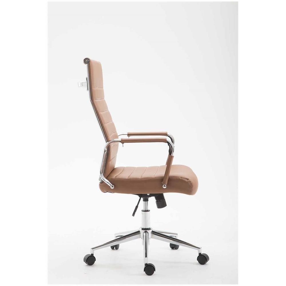 Sedia Ufficio Girevole Kolumbus in Similpelle I Sedia Scrivania Alto Schienale I Sedia Studio Regolabile in Altezza I Sedia con Braccioli Marrone - Foto 2