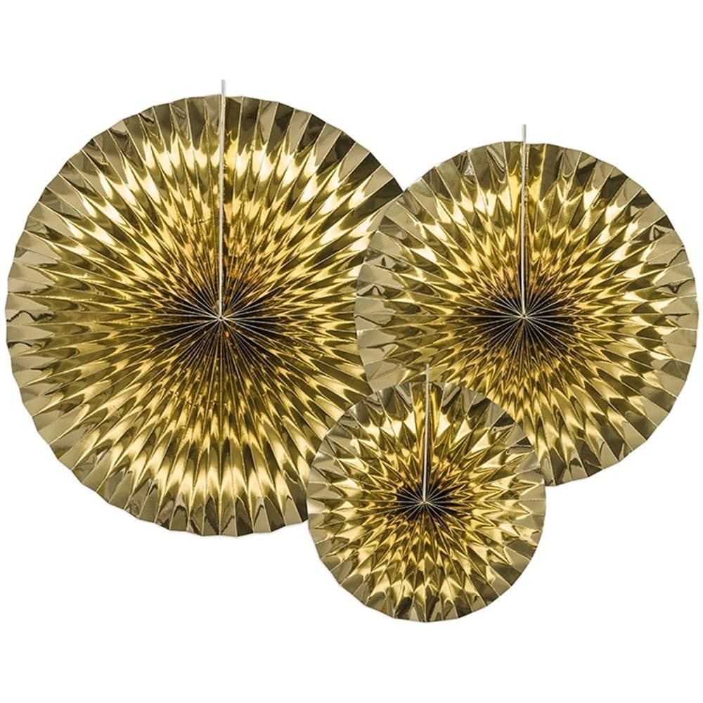 Partydeco - 3 Rosoni Di Carta Dorati - Foto 1