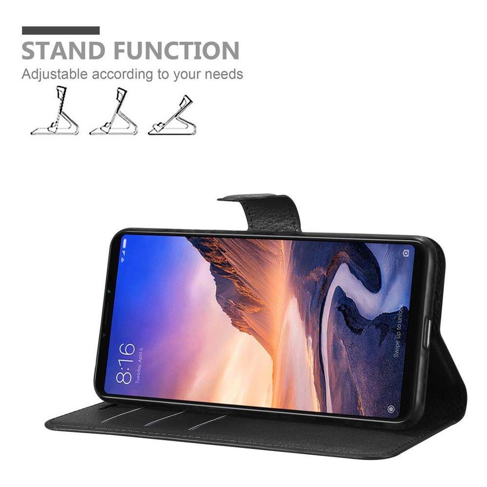 Custodia Compatibile Con Xiaomi Mi Max 3 In Nero Carbone - Coperchio Protettiva Con Chiusura Magnetica, Funzione Stand E Tasca Per Le Carte - Foto 2