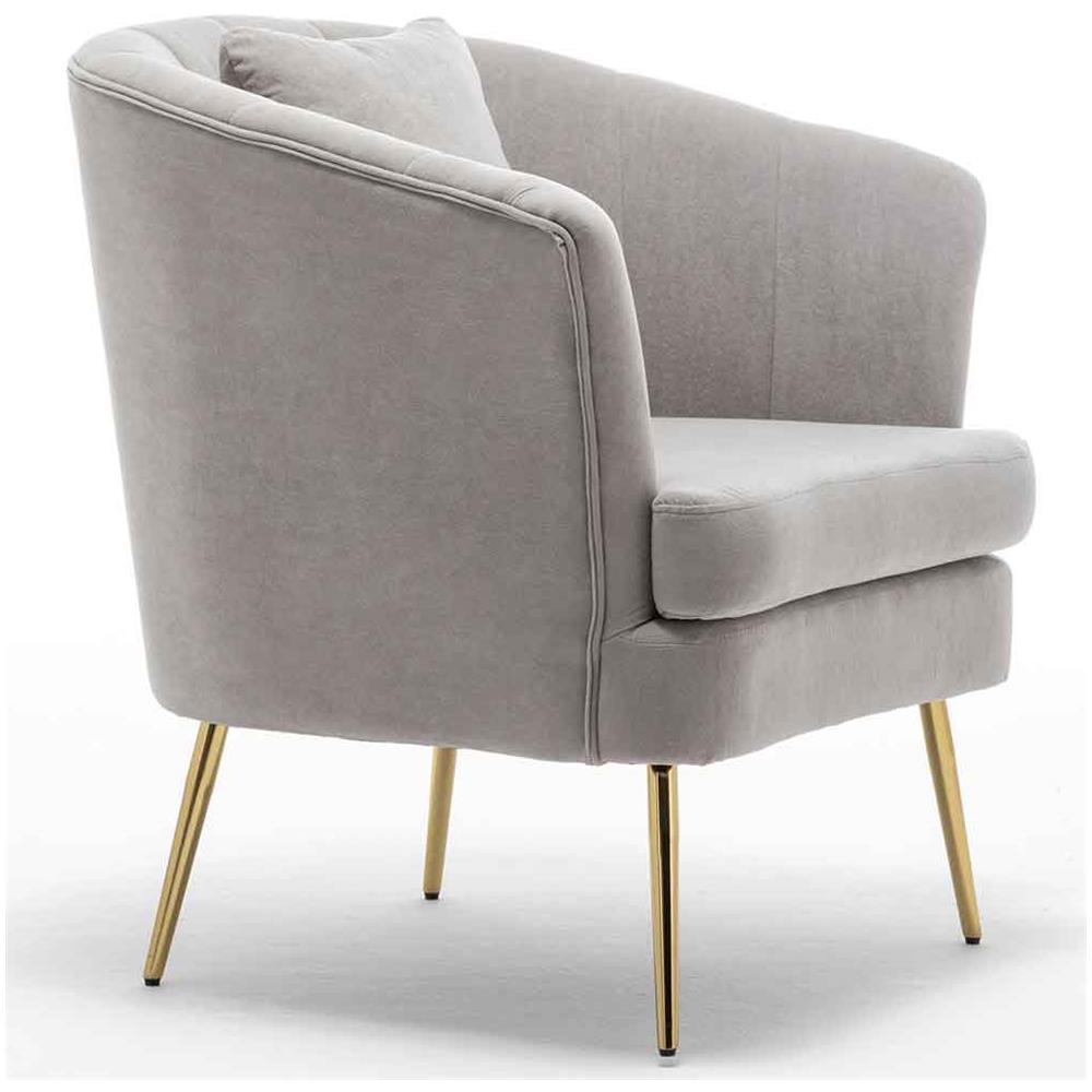Poltrona Sedia Relax In Tessuto E Metallo Imbottita Design Moderno Grigio Oro - Foto 2