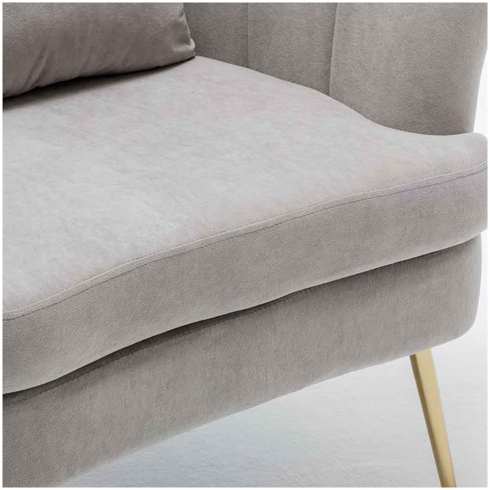 Poltrona Sedia Relax In Tessuto E Metallo Imbottita Design Moderno Grigio Oro - Foto 5