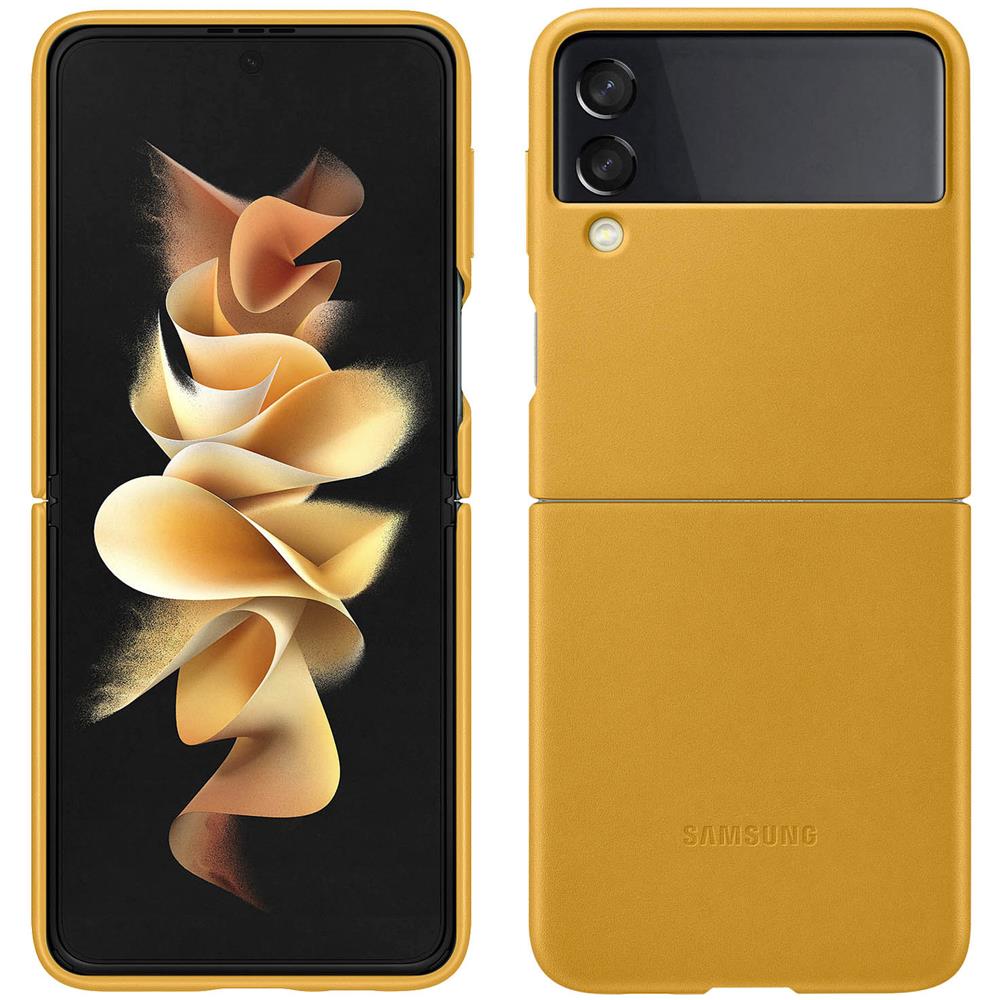 Custodia Leather Cover Ef-vf711lyegww Per Galaxy Z Flip 3 2021 Sm-f711 Giallo Mustard - Foto 7