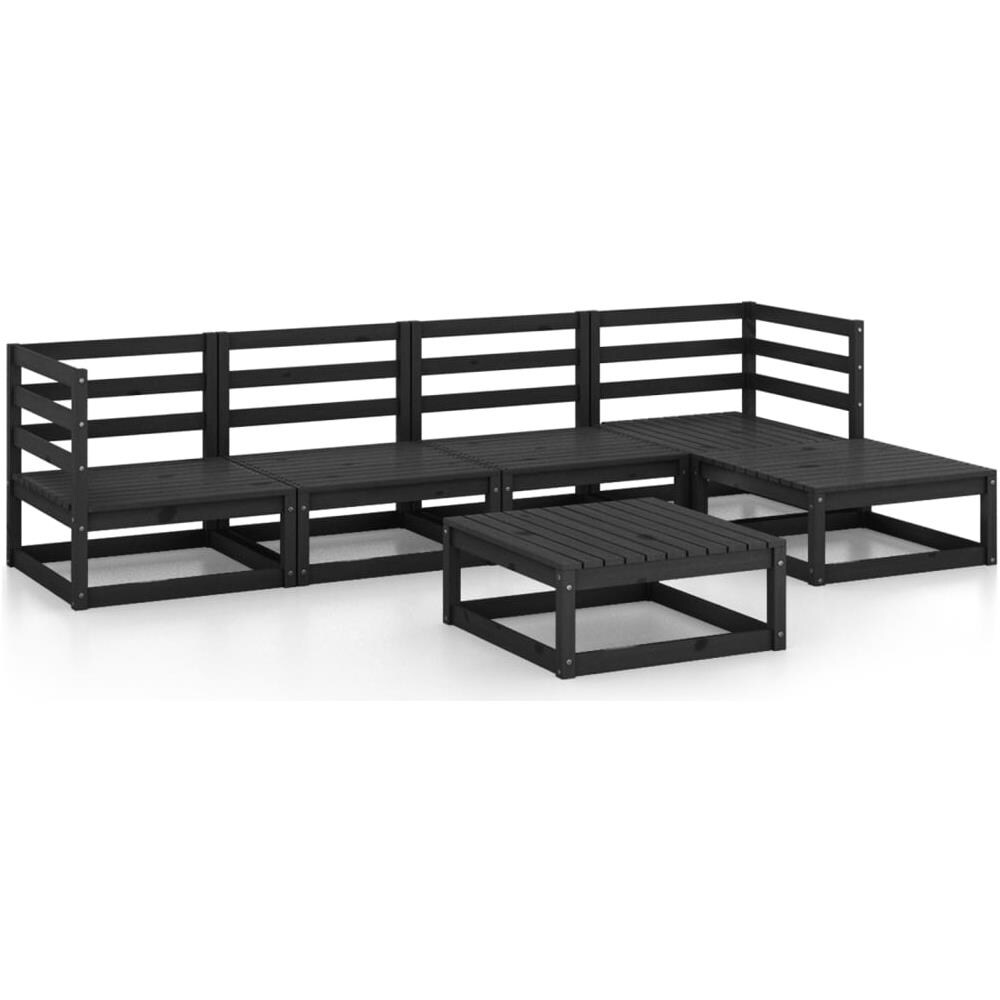 Set Divani da Giardino 6 pz Nero in Legno Massello di Pino - Foto 2