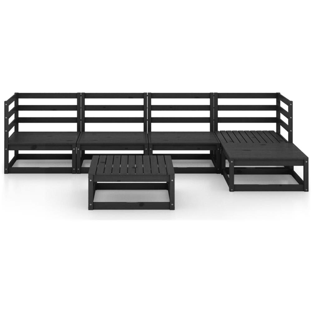 Set Divani da Giardino 6 pz Nero in Legno Massello di Pino - Foto 3