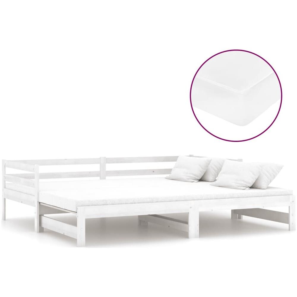 Dormeuse Estraibile 2x (90x200) Cm Bianca In Massello Di Pino - Foto 2