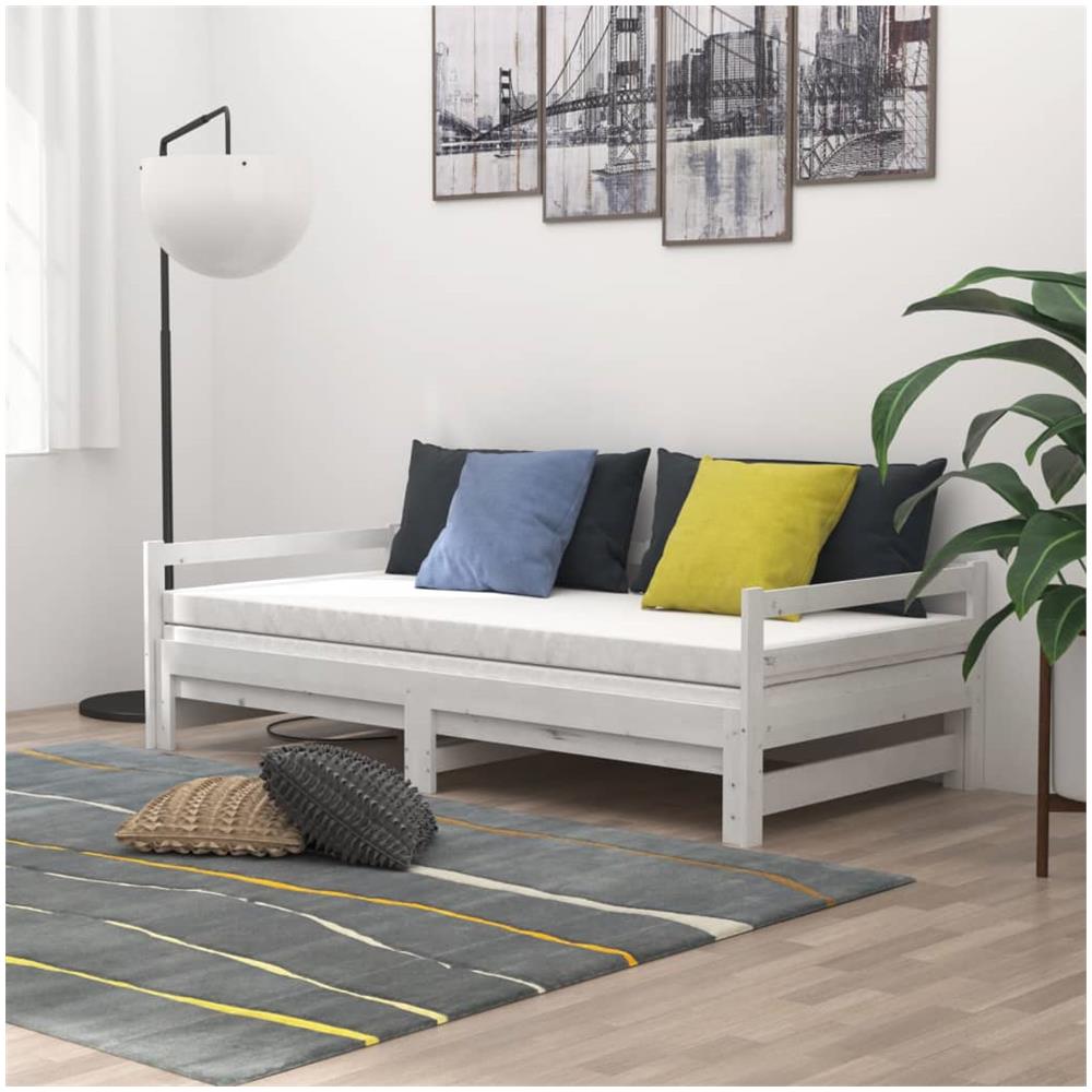 Dormeuse Estraibile 2x (90x200) Cm Bianca In Massello Di Pino - Foto 3