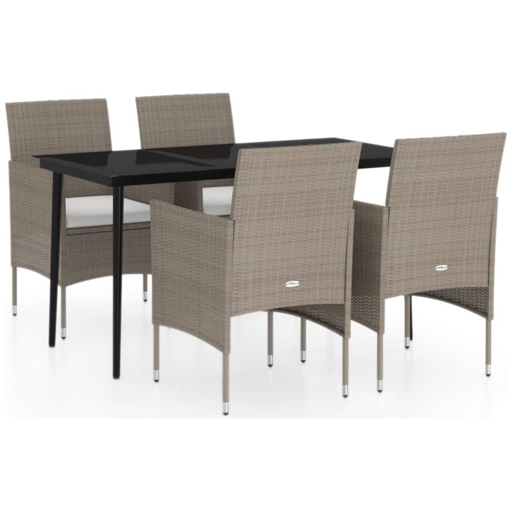 Set Da Pranzo Da Giardino Beige E Nero 5 Pz Con Cuscini - Foto 2