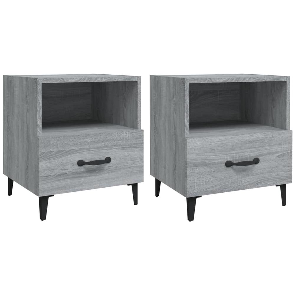 Comodini 2 Pz Grigio Sonoma In Legno Multistrato - Foto 2