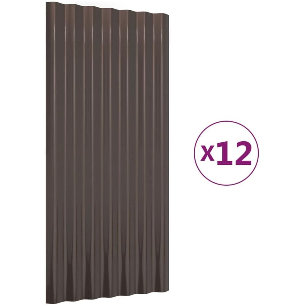 Pannelli Tetto 12pz Acciaio Verniciato Polvere Marrone 80x36 Cm - Foto 2