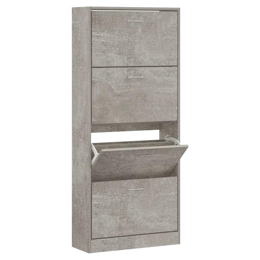 Scarpiera Grigio Cemento 63x24x147 Cm In Legno Multistrato - Foto 2