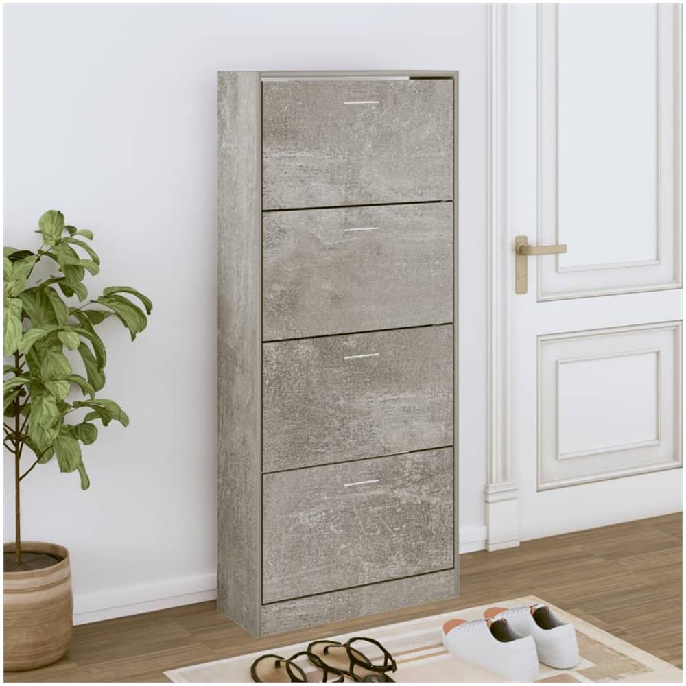 Scarpiera Grigio Cemento 63x24x147 Cm In Legno Multistrato - Foto 1