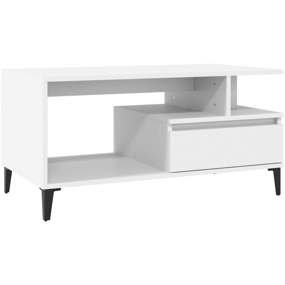 Tavolino Da Salotto Bianco 90x49x45 Cm In Legno Multistrato - Foto 2