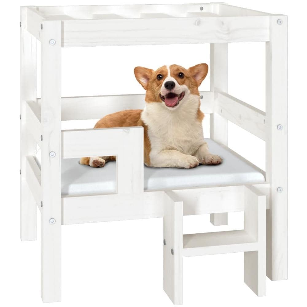 Cuccia per Cani Bianco 55,5x53,5x60cm in Legno Massello di Pino - Foto 2