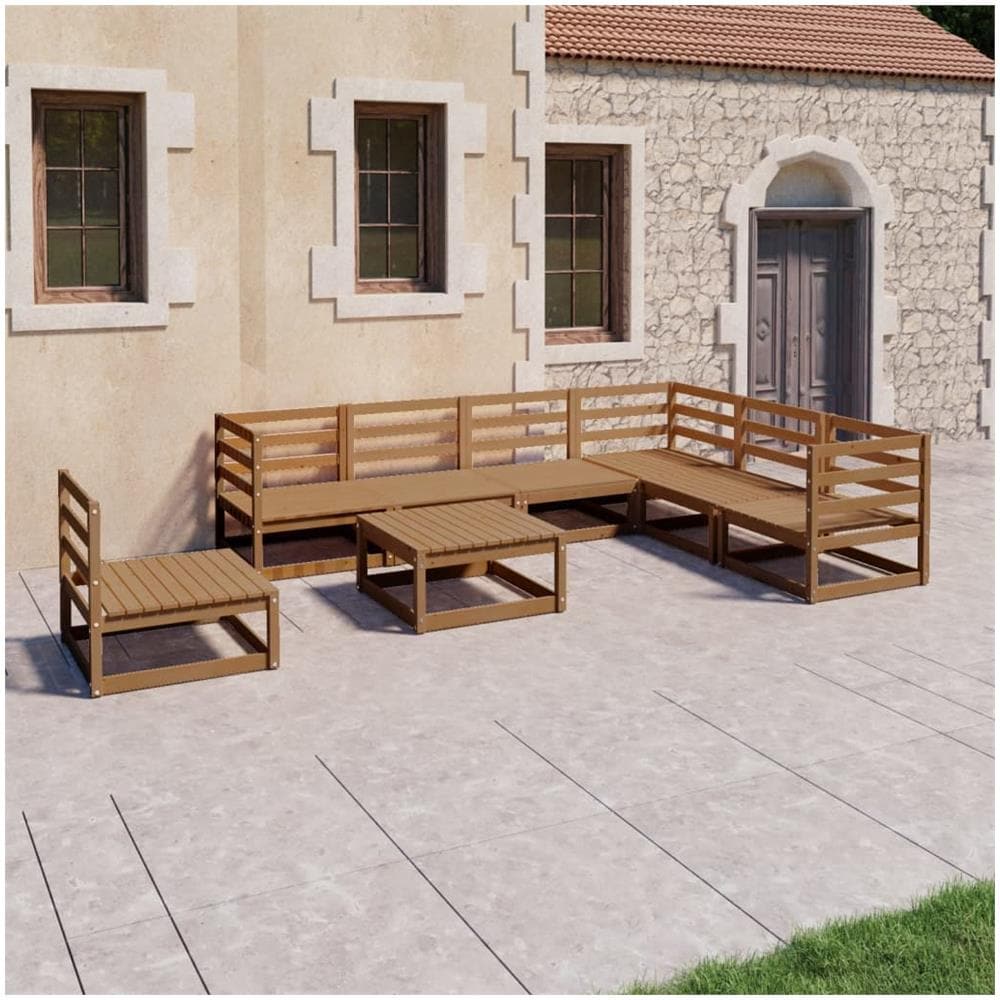 Set Divani Da Giardino 8 Pz Marrone Miele In Massello Di Pino - Foto 1