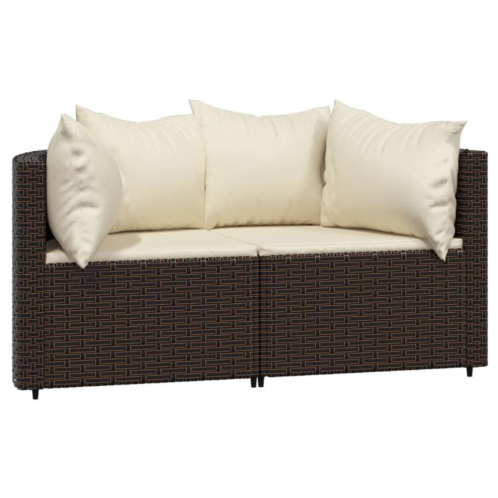 Divani Angolari Da Giardino Con Cuscini 2pz Polyrattan Marrone - Foto 2