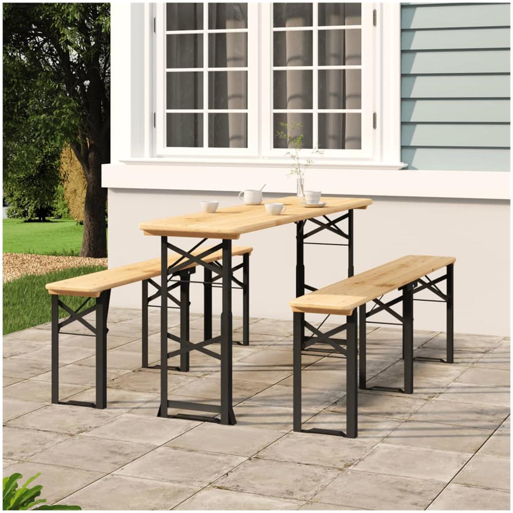 Tavolo Pieghevole Birreria 170x50x75/105cm Legno Massello Abete - Foto 1