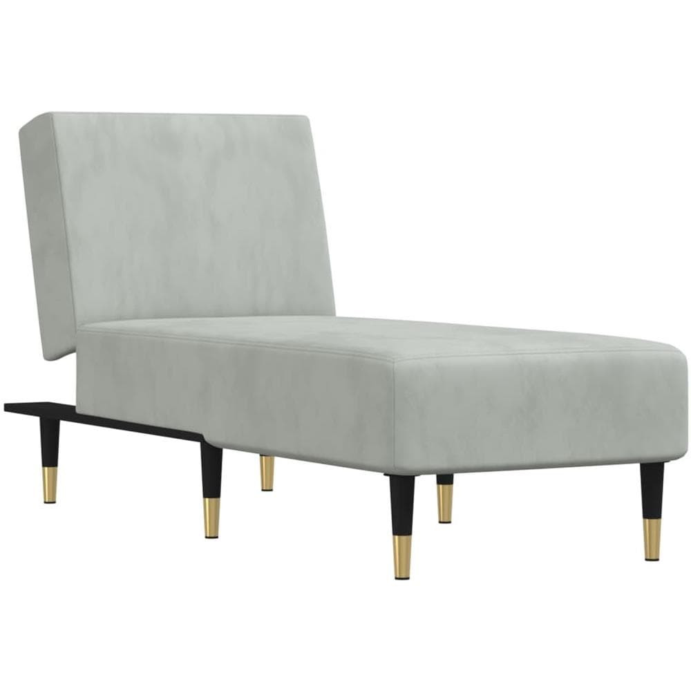 Chaise Longue In Velluto Grigio Chiaro - Foto 2