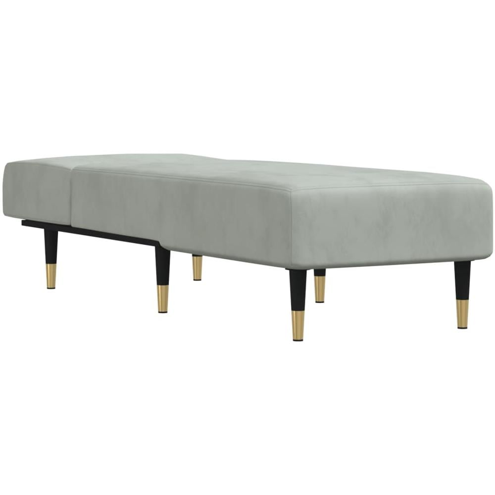 Chaise Longue In Velluto Grigio Chiaro - Foto 3